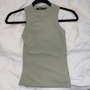 Ribbed high neck tank top
